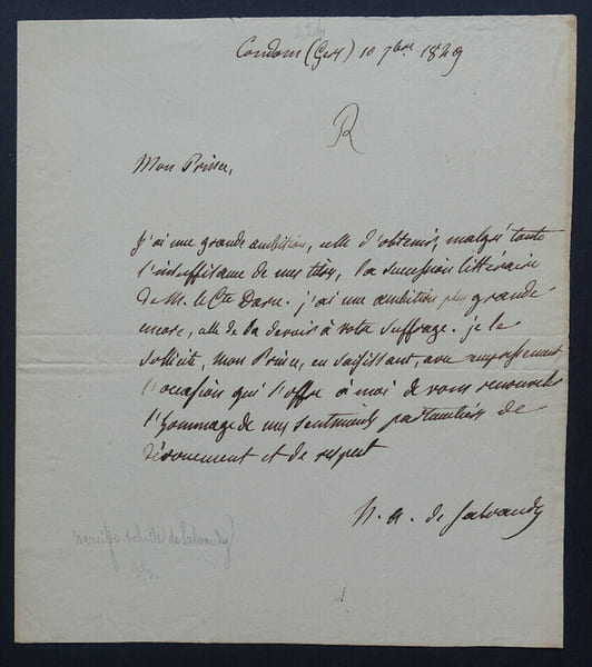 Narcisse-Achille de SALVANDY - LETTRE AUTOGRAPHE SIGN&Eacute;E, 1849. Narcisse-Achille de SALVANDY