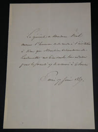 Adolphe NIEL, Ministre de la Guerre - Lettre autographe invitation 1857 Paris