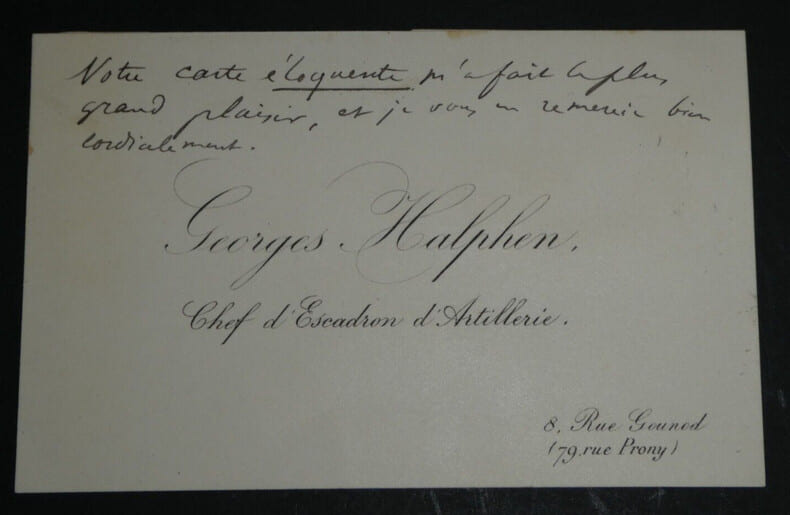 Georges-Henri HALPHEN, Math&eacute;maticien - CARTE DE VISITE AUTOGRAPHE. Georges-Henri HALPHEN