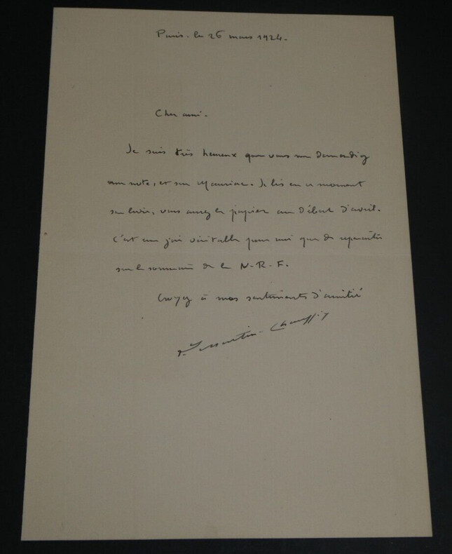 Louis MARTIN-CHAUFFIER, Journaliste - LETTRE AUTOGRAPHE SIGN&Eacute;E, 1924. Louis Martin-Chauffier