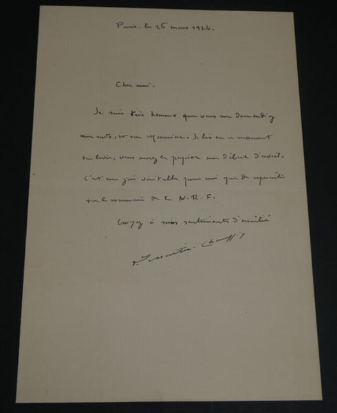 Louis MARTIN-CHAUFFIER, Journaliste - LETTRE AUTOGRAPHE SIGN&Eacute;E, 1924. Louis Martin-Chauffier