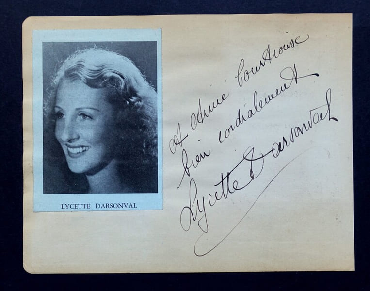 Serge LIFAR et Lycette DARSONVAL - CARTE AUTOGRAPHE SIGN&Eacute;E ET D&Eacute;DICACES, 1944. Serge Lifar ; Lycette Darsonval