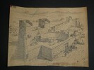 Vue de la porte de Mess&egrave;ne restaur&eacute;e - Dessin original sign&eacute;. Louis Henri Laffill&eacute;e