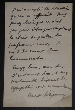 SELIGMANN Ernst - LETTRE AUTOGRAPHE SIGNÉE, PARIS. Ernst SELIGMANN