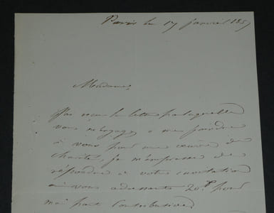 Amiral Abel Aubert du Petit-Thouars - Lettre autographe signée - Paris 1857