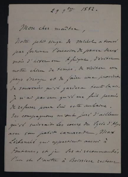 Edmond ABOUT- Amusante Lettre AUTOGRAPHE SIGNEE, 1882 "Notre petit singe Michel". Edmond ABOUT