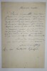 LETTRE AUTOGRAPHE SIGN&Eacute;E &Agrave; GUYON. Oscar Comettant