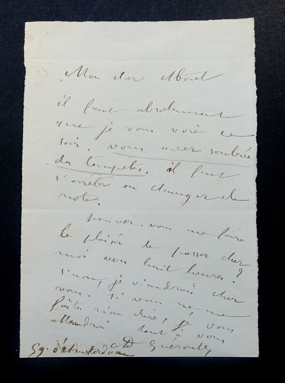 LETTRE AUTOGRAPHE SIGN&Eacute;E &Agrave; Edmond ABOUT, JOURNAL. GUEROULT Adolphe Georges