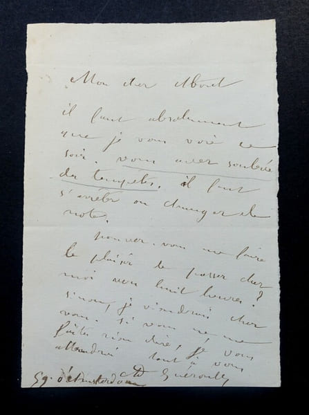 LETTRE AUTOGRAPHE SIGN&Eacute;E &Agrave; Edmond ABOUT, JOURNAL. GUEROULT Adolphe Georges