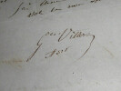 LETTRE AUTOGRAPHE SIGN&Eacute;E. BAYEUX, 1866. Georges Victor Gardin de Villers