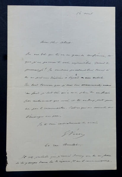 LETTRE AUTOGRAPHE SIGN&Eacute;E, A PROPOS D'ARTICLES. Guillaume V&eacute;ran