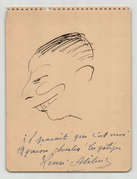 Henri Allibert dit Alibert - Autoportrait avec d&eacute;dicace autographe sign&eacute;e. Henri Allibert dit Alibert