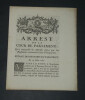 Arr&ecirc;t de la Cour de Parlement de Lorraine, qui renouvelle les d&eacute;fenses faites par les R&egrave;glements concernant le fait d'&eacute;migration, 1780. Lorraine et ...