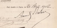 Pouvoir sign&eacute; par Armand d'Artois – Collection de 50 auteurs & musiciens. Armand d'Artois