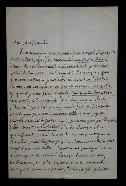 LETTRE AUTOGRAPHE SIGN&Eacute;E &Agrave; Victorin JONCIERES. Oscar Honor&eacute;