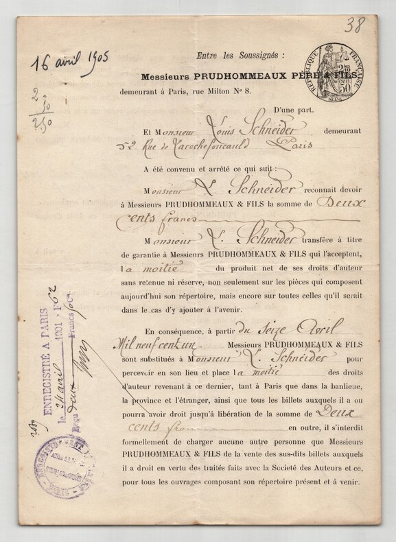 Pouvoir sign&eacute; Louis Schneider – Collection coh&eacute;rente de 50 auteurs & musiciens. Louis Schneider