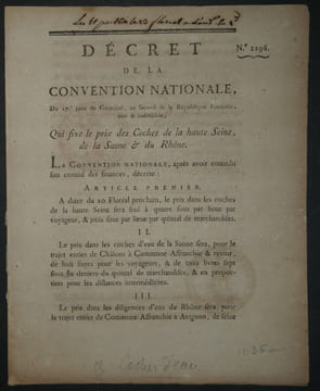 Décret de la Convention Nationale, Imprimerie du Louvre - An II de la République. Convention Nationale