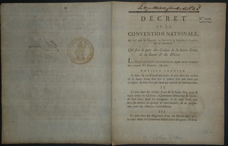 Décret de la Convention Nationale, Imprimerie du Louvre - An II de la République. Convention Nationale