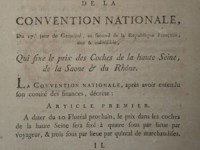 Décret de la Convention Nationale, Imprimerie du Louvre - An II de la République