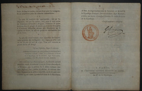 Décret de la Convention Nationale, Imprimerie du Louvre - An II de la République. Convention Nationale