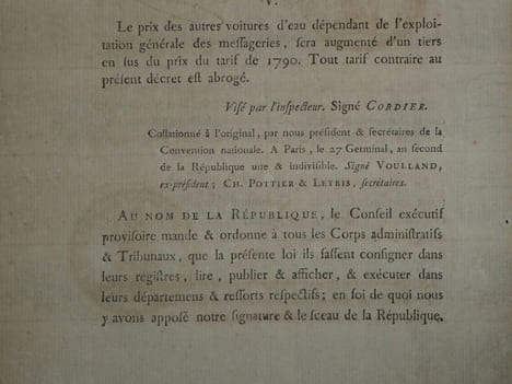 Décret de la Convention Nationale, Imprimerie du Louvre - An II de la République. Convention Nationale