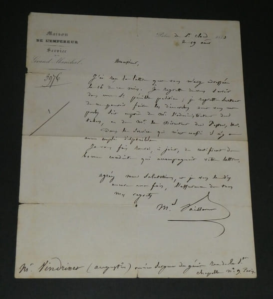 Jean Baptiste Philibert VAILLANT LETTRE AUTOGRAPHE SIGN&Eacute;E refus d'emploi XIX&egrave;me. Jean-Baptiste Philibert VAILLANT