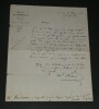 Jean Baptiste Philibert VAILLANT LETTRE AUTOGRAPHE SIGN&Eacute;E refus d'emploi XIX&egrave;me. Jean-Baptiste Philibert VAILLANT