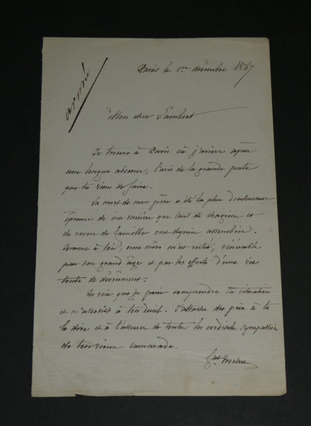 Louis Jules TROCHU , G&eacute;n&eacute;ral- LETTRE AUTOGRAPHE SIGN&Eacute;E &Agrave; M Lambert, 1867. Louis Jules TROCHU
