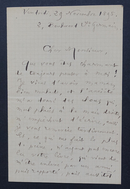 Louise READ - LETTRE AUTOGRAPHE SIGN&Eacute;E DE 3 PAGES, 1895. Louise Read
