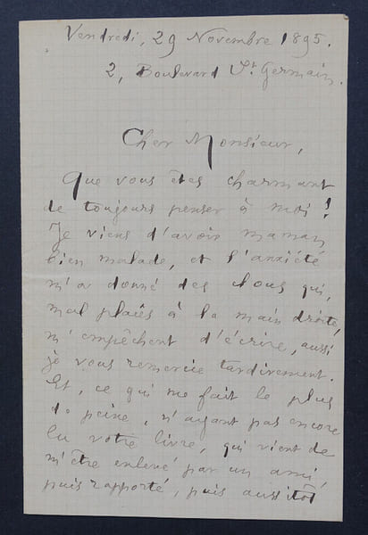 Louise READ - LETTRE AUTOGRAPHE SIGN&Eacute;E DE 3 PAGES, 1895. Louise Read