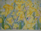 Lithographie en couleur, sign&eacute;e en marge de Jean [Bourday], fleurs sous l'orage. Jean Bourday