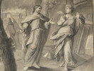 Lavis original - 1748 - un homme et une femme au jardin. Anonyme