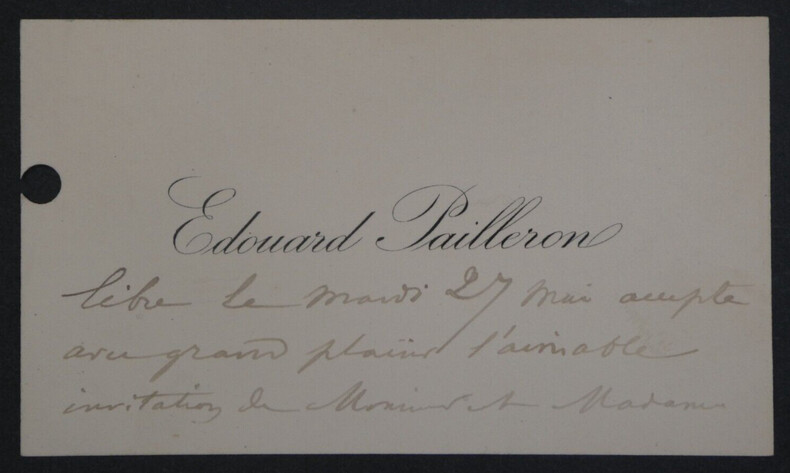 &Eacute;douard PAILLERON, Dramaturge - CARTE DE VISITE AUTOGRAPHE DE 2 PAGES. &Eacute;douard PAILLERON