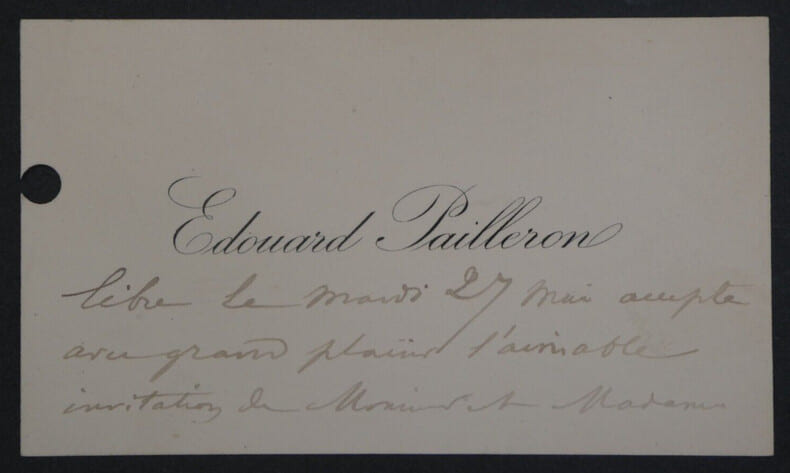 &Eacute;douard PAILLERON, Dramaturge - CARTE DE VISITE AUTOGRAPHE DE 2 PAGES. &Eacute;douard PAILLERON