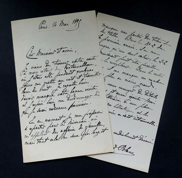 BLANC Edouard - LETTRE AUTOGRAPHE SIGN&Eacute;E, DEMANDE DE PR&Ecirc;T DE LIVRES, 1895. Edouard Blanc