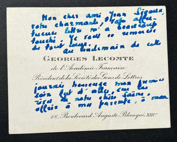 Georges LECOMTE, Dramaturge - CARTE DE VISITE AUTOGRAPHE SIGN&Eacute;E. Georges LECOMTE
