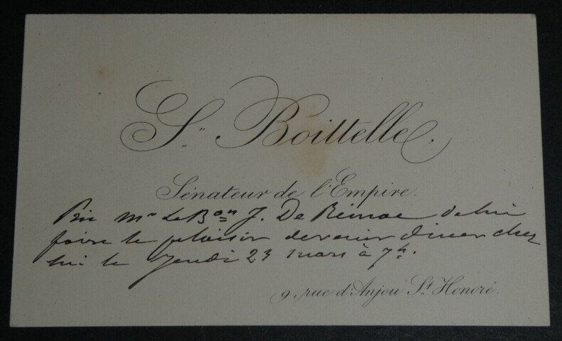 Symphorien BOITTELLE, Homme politique - CARTE DE VISITE AUTOGRAPHE. Symphorien BOITTELLE