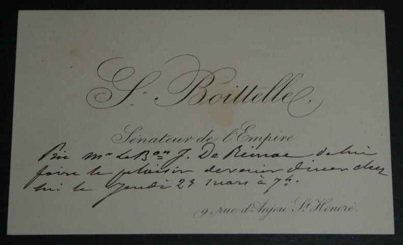 Symphorien BOITTELLE, Homme politique - CARTE DE VISITE AUTOGRAPHE. Symphorien BOITTELLE