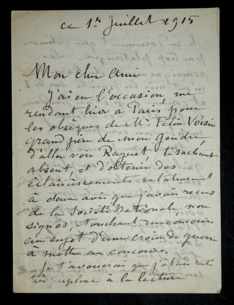 LETTRE AUTOGRAPHE SIGN&Eacute;E, 1er juillet 1915. Georges Jules Bertrand