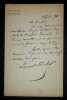 LAURENT-PICHAT L&eacute;on - LETTRE AUTOGRAPHE SIGN&Eacute;E, ASSEMBL&Eacute;E NATIONALE, PARIS, 1876. L&eacute;on Laurent-Pichat