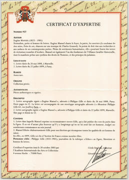Eugène Manuel - DEUX LETTRES AUTOGRAPHES SIGNÉES À Philippe Gille - 1888 & 1899. Eugène Manuel