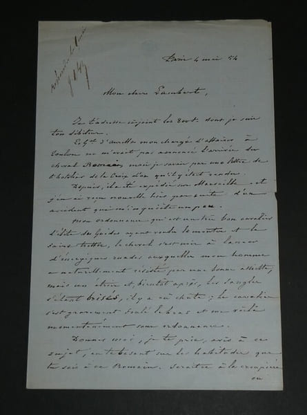 Louis Jules TROCHU , G&eacute;n&eacute;ral- LETTRE AUTOGRAPHE SIGN&Eacute;E &Agrave; M Lambert, 1854. Louis Jules TROCHU