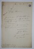 COHEN Jules - LETTRE AUTOGRAPHE SIGN&Eacute;E, PARIS 1889. Jules Cohen