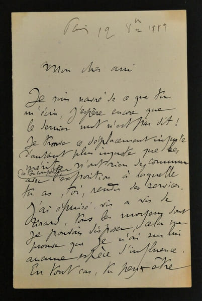 LETTRE AUTOGRAPHE SIGNEE, PARIS 1889. Gaston Salvayre