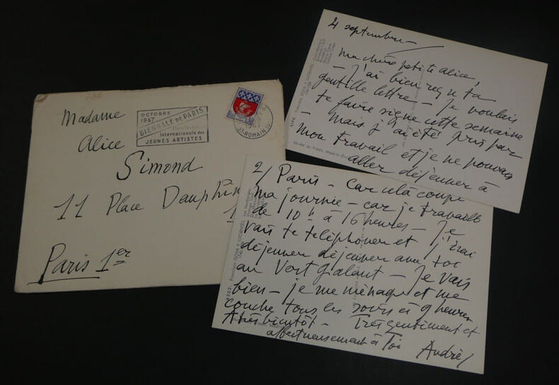 Andr&eacute; DUNOYER DE SEGONZAC - Carte-lettre autographe sign&eacute;e &agrave; Alice SIMOND, 1967, 2p. Andr&eacute; DUNOYER DE SEGONZAC