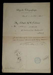 Dépêche Télégraphique À ADERER Adolphe - LÉGION D'HONNEUR, Paris, 1886