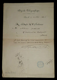 Dépêche Télégraphique À ADERER Adolphe - LÉGION D'HONNEUR, Paris, 1886