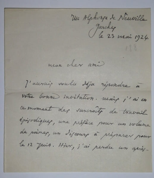 BAUMANN Emile - LETTRE AUTOGRAPHE SIGN&Eacute;E &Agrave; Louis ARTUS, 1924. Emile Baumann