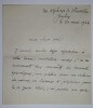 BAUMANN Emile - LETTRE AUTOGRAPHE SIGN&Eacute;E &Agrave; Louis ARTUS, 1924. Emile Baumann