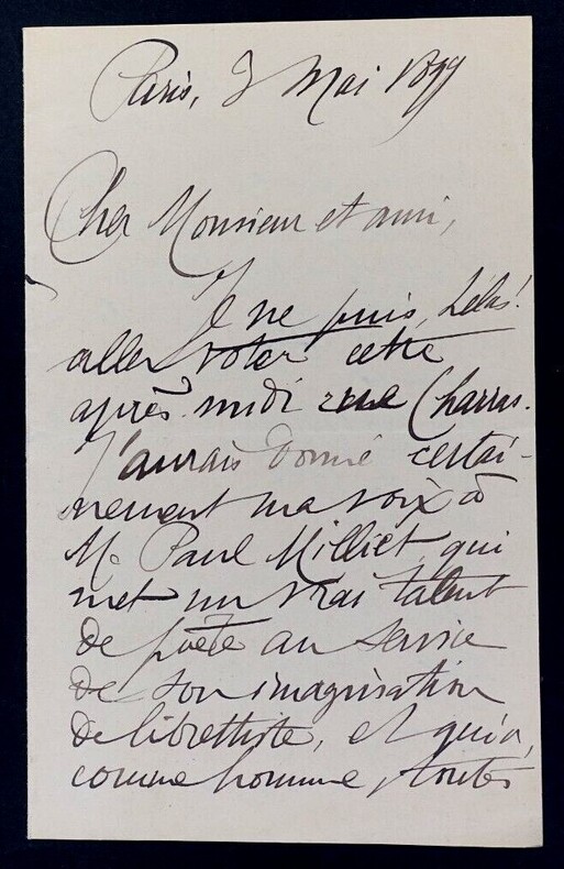 Auguste DORCHAIN, Ecrivain - LETTRE AUTOGRAPHE SIGN&Eacute;E, Paris, 1899. Auguste DORCHAIN